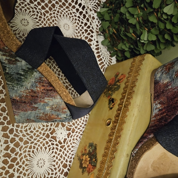 ANYI LU Handmade Italian Wedge Sandals EU 38 1/2 US 8-8.5 - Picture 3 of 5